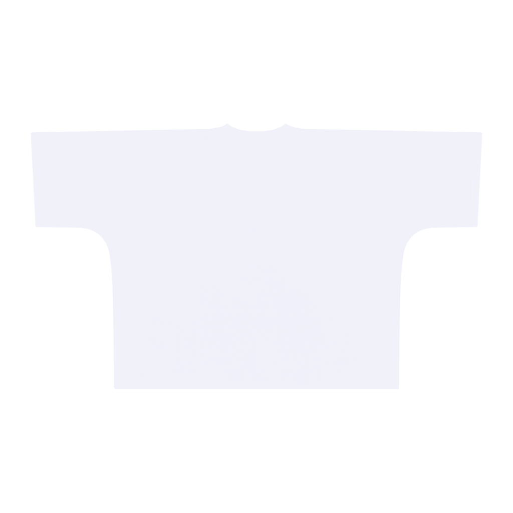 White oversized boxy T-shirt, back view with plain fabric without a printed graphic.