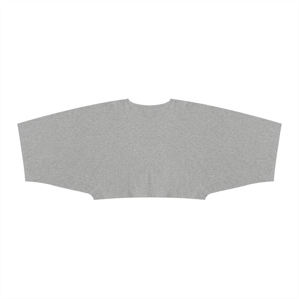 Flower Gray batwing sleeve T-shirt, back view with plain fabric and wide batwing sleeves.