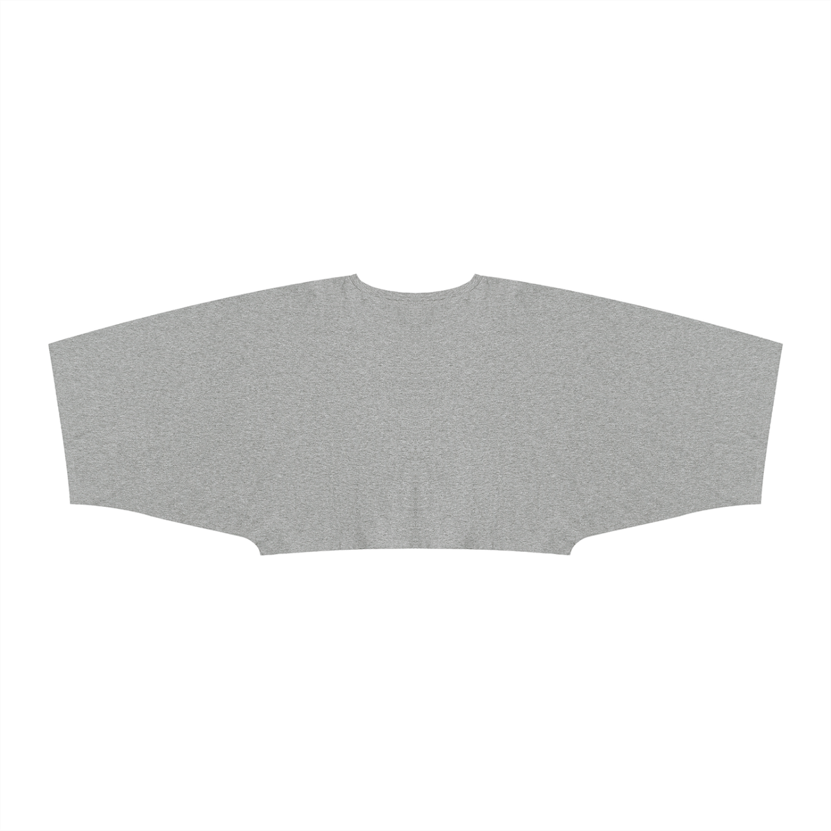 Flower Gray batwing sleeve T-shirt, back view with plain fabric and wide batwing sleeves.