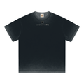 Black reverse-dyed T-shirt, front view with small Closit and Japanese lettering.