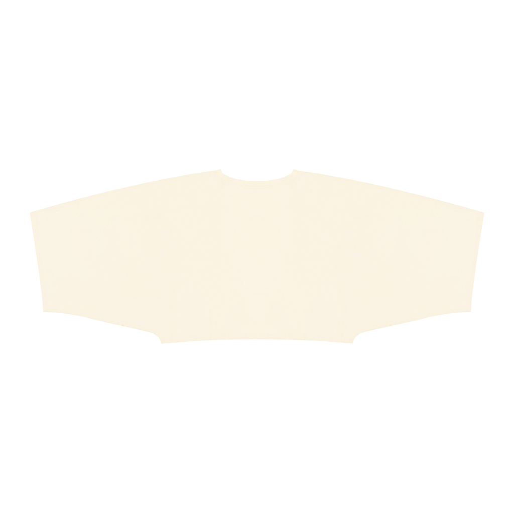 Apricot batwing sleeve T-shirt, back view with plain fabric and wide batwing sleeves.